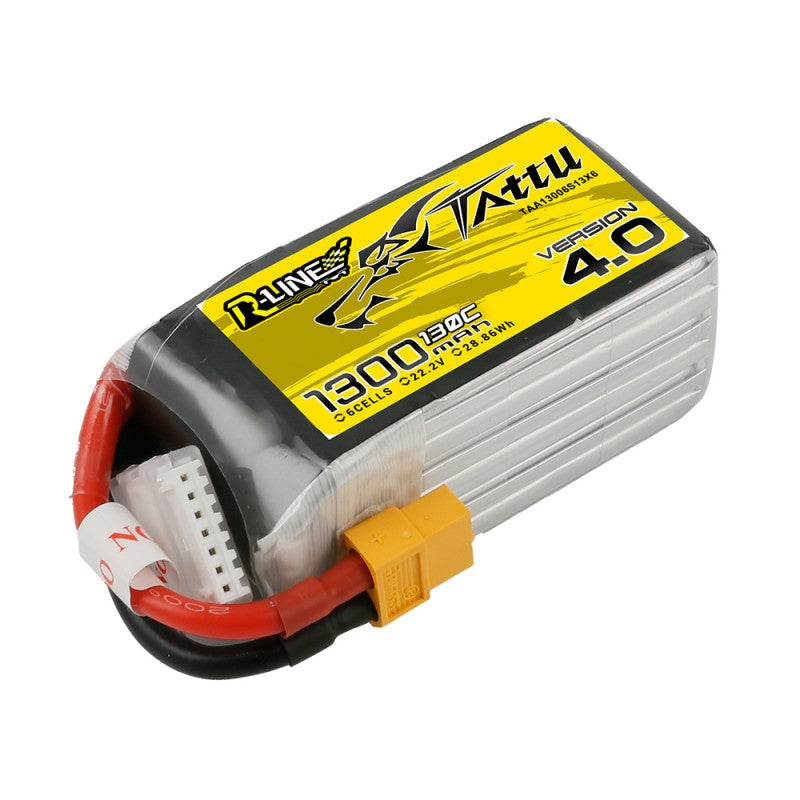 Tattu R-Line V4 1300mAh 22.2V 130C 6S1P Lipo Battery XT60