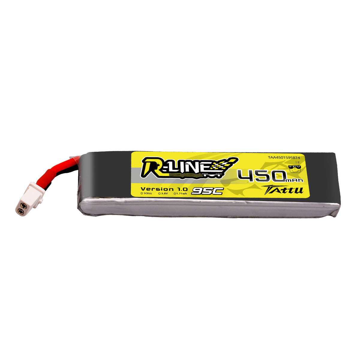 Tattu R-Line 450mAh 3.8V 1S1P 95C BT2.0 Lipo Battery (4pcs)