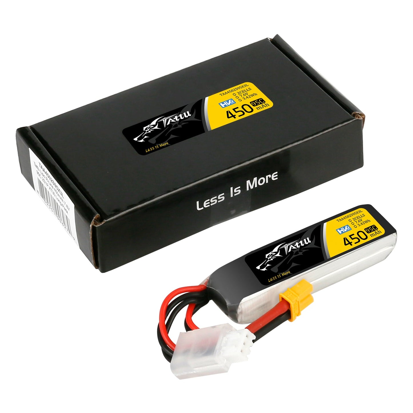 Tattu 450mAh 2S 95C 7.6V HV Lipo with XT30 Long