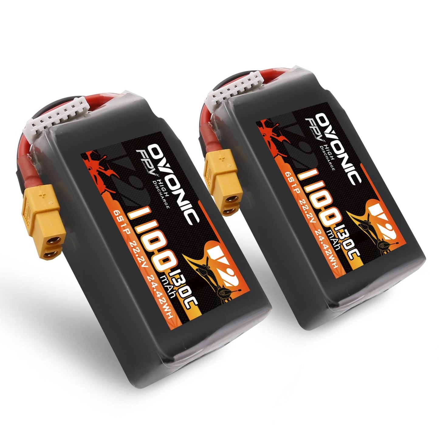 Ovonic 130C 6S 1100mah Lipo Battery 22.2V Pack - XT60 (2 Pack)