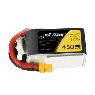 TATTU 450mAh 14.8V 75C 4S1P Lipo Battery Pack with XT30 plug