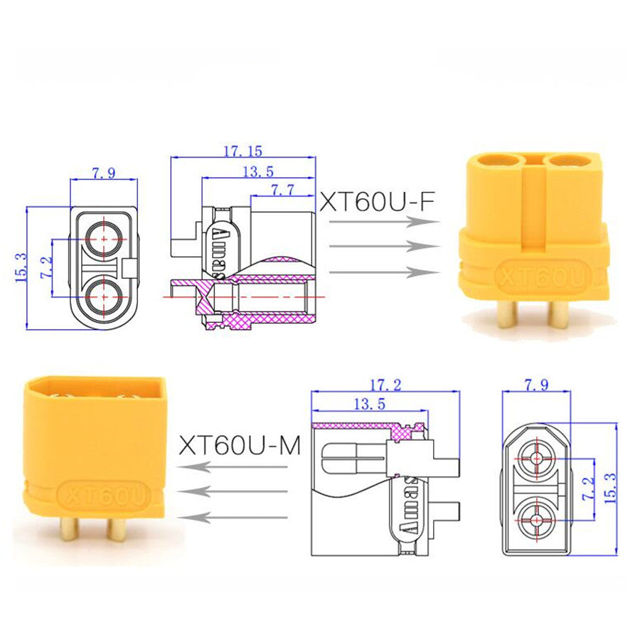 XT60 Connector Plugs (1 Pair Male-Female)